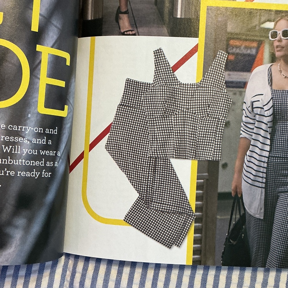 Cabi black and white checked  bombshell tank and crop pants